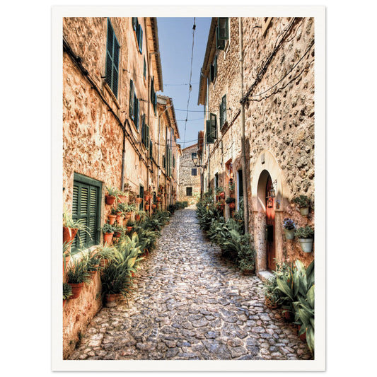 Valldemossa Hill Top Village Majorca Poster 30x40 cm 12x16″ Border