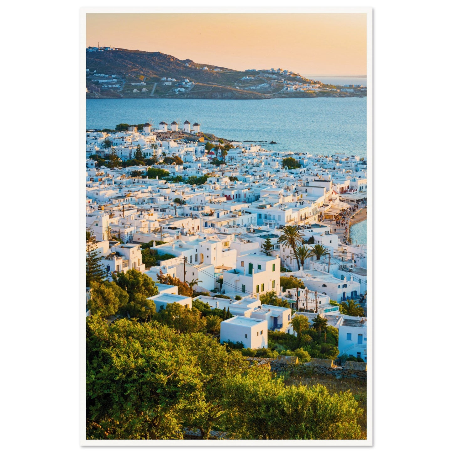 Quaint Village of Mykonos Poster 60x90 cm 24x36″ Border