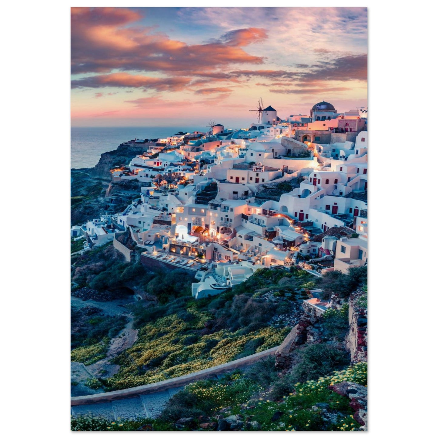 Dusk in Santorini Poster