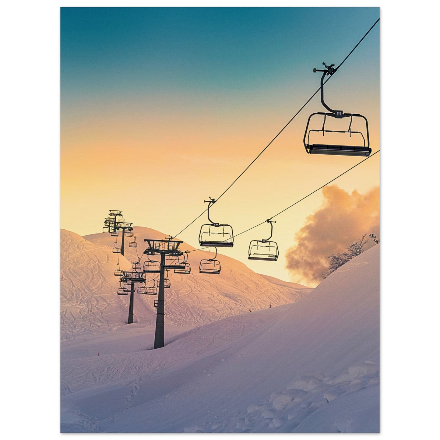 Golden Sunrise Ski Slovenia Poster 30x40 cm 12x16″ No Border