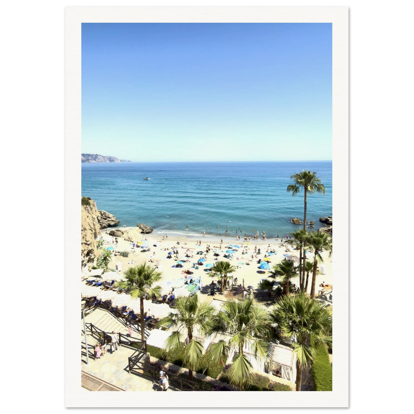 Calahonda Beach In Nerja Poster 21x29.7 cm 8x12" Border