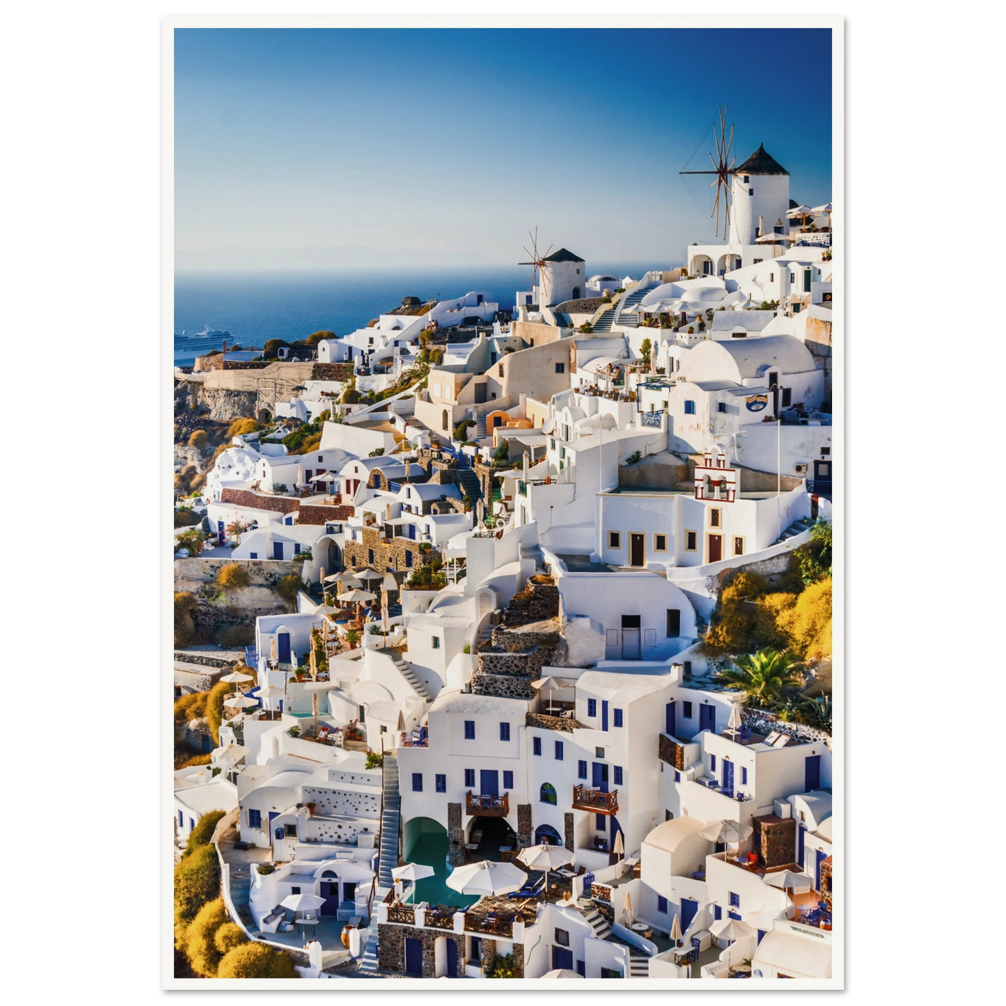 Whitewashed Building of Mykonos Poster 70x100 cm 28x40″ Border