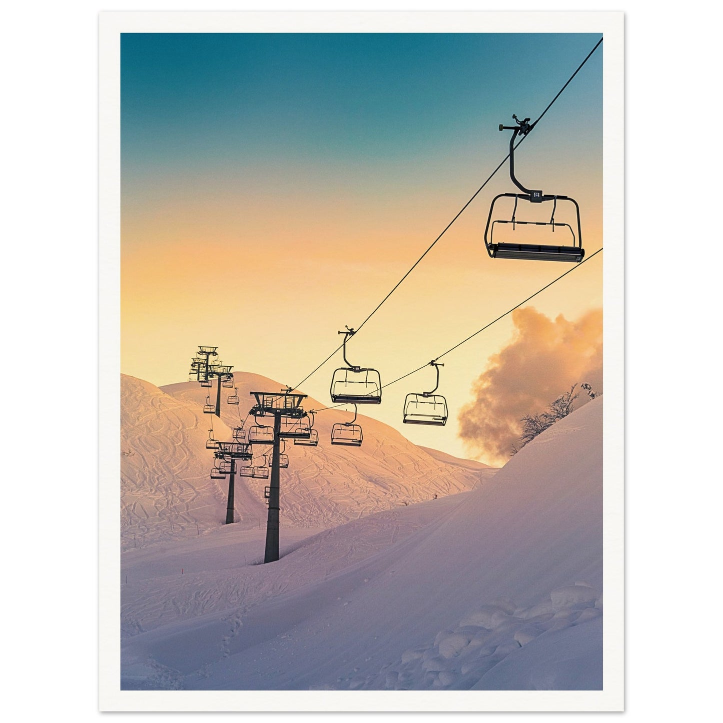 Golden Sunrise Ski Slovenia Poster 30x40 cm 12x16″ Border