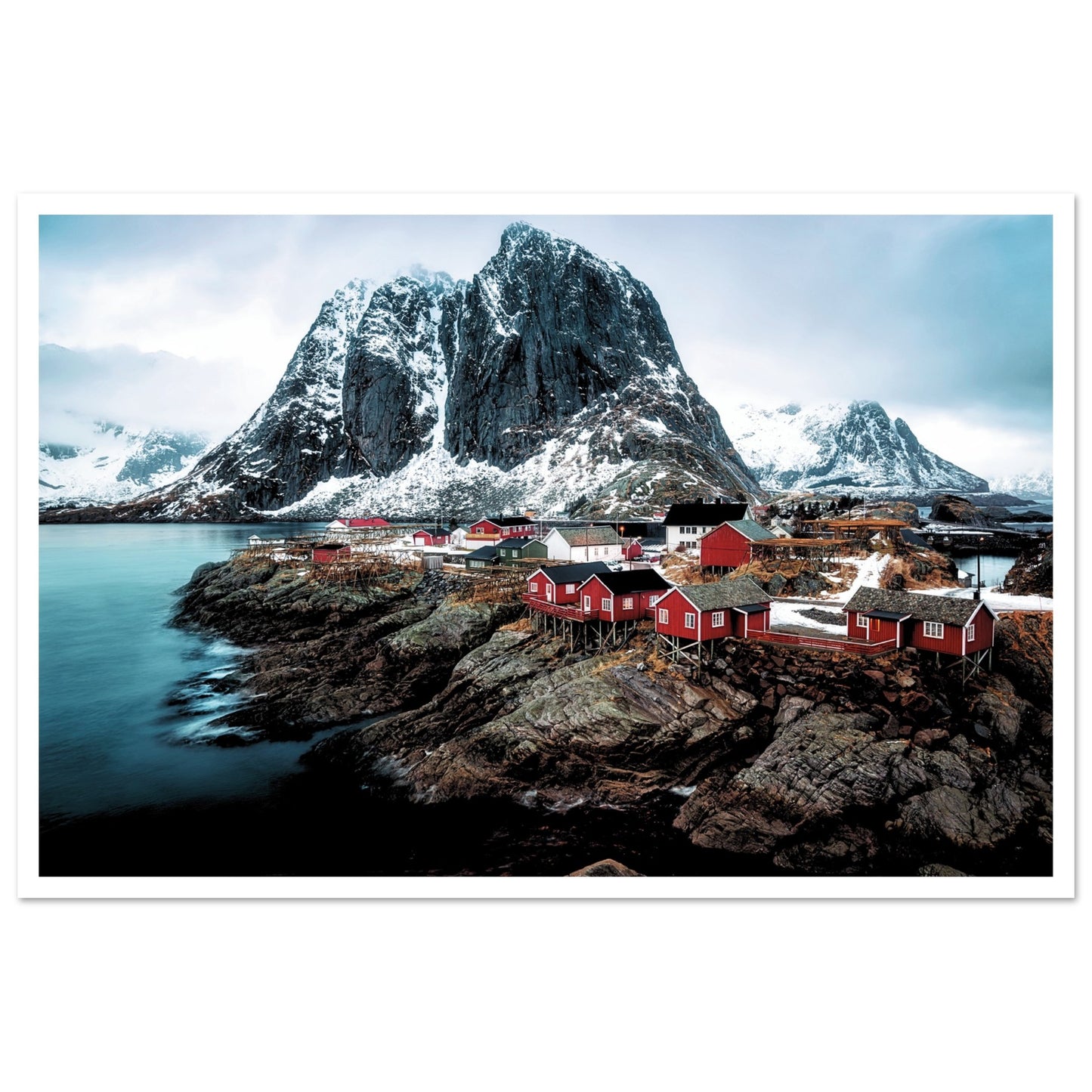 The Village Reine in Norway Poster 40x60 cm 16x24″ Border