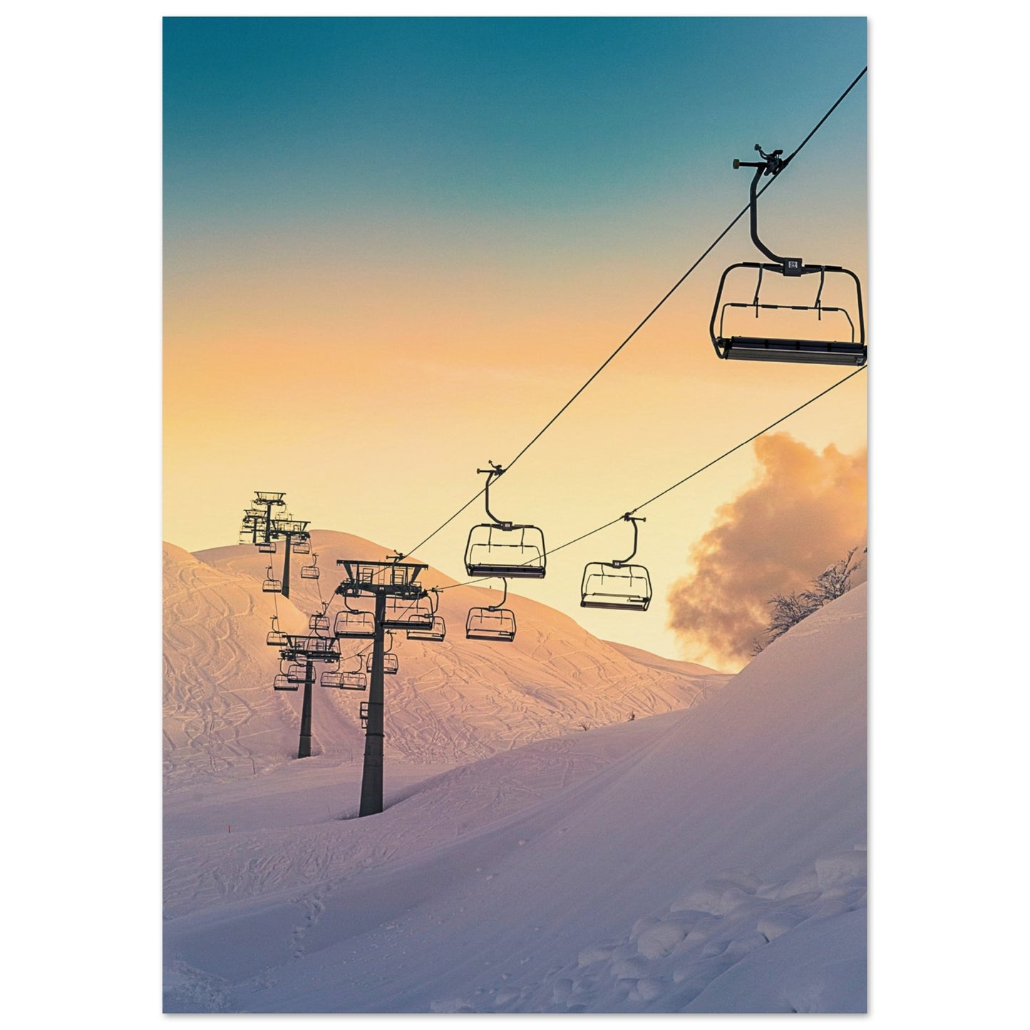 Golden Sunrise Ski Slovenia Poster 21x29.7 cm 8x12" No Border