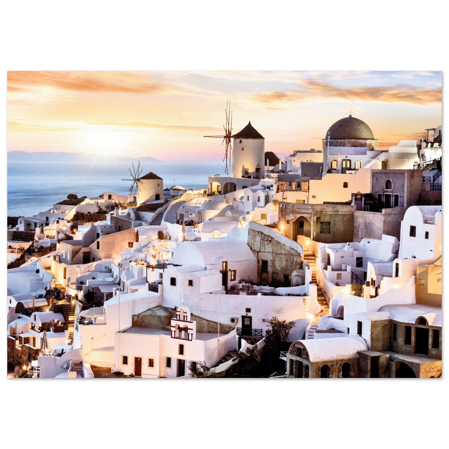 Sunset on Mykonos, Greece Poster A4 (21x29.7 cm) No Border