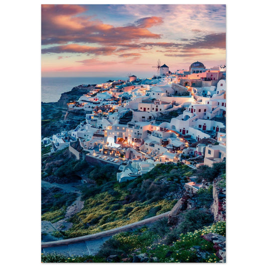 Dusk in Santorini Poster