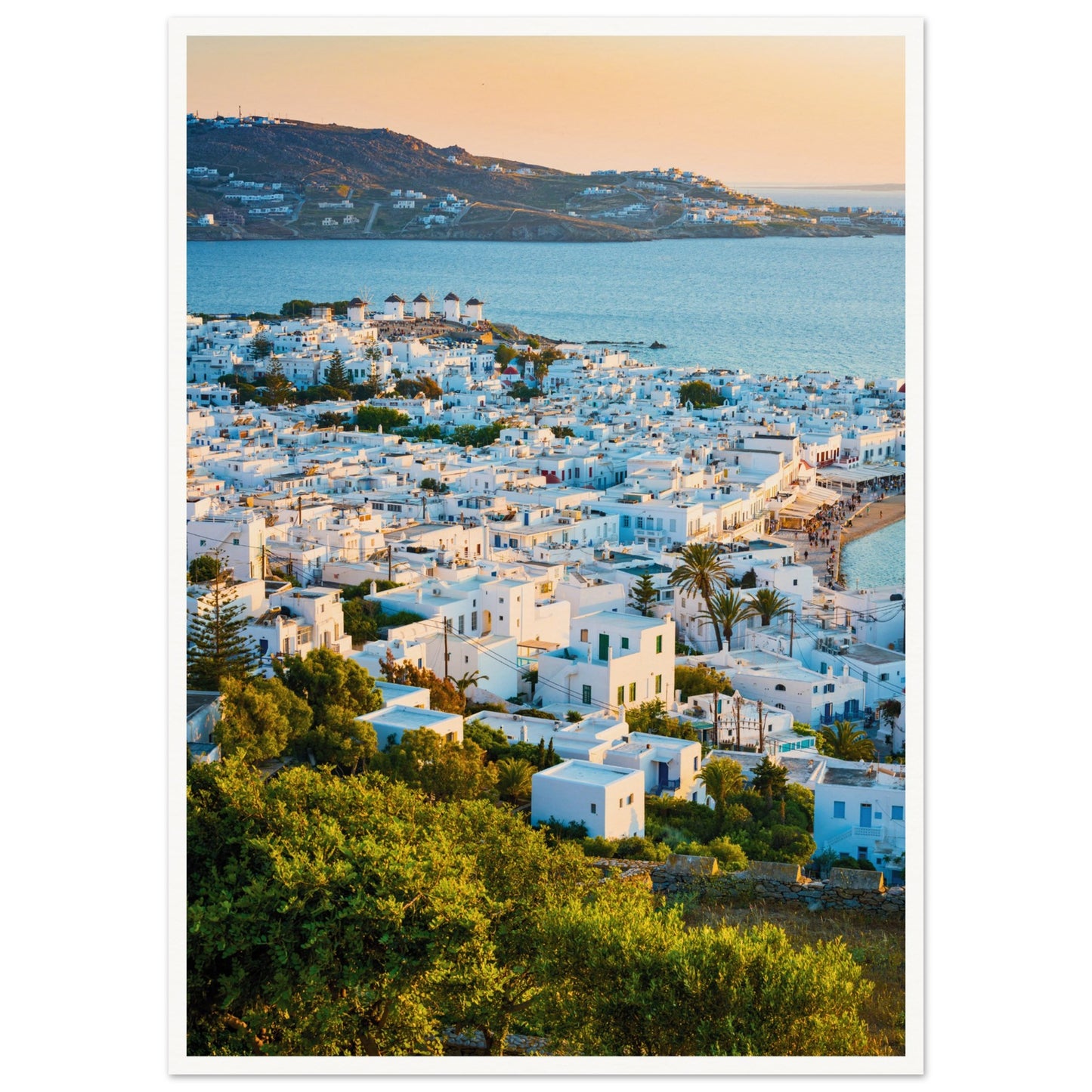 Quaint Village of Mykonos Poster 50x70 cm 20x28″ Border