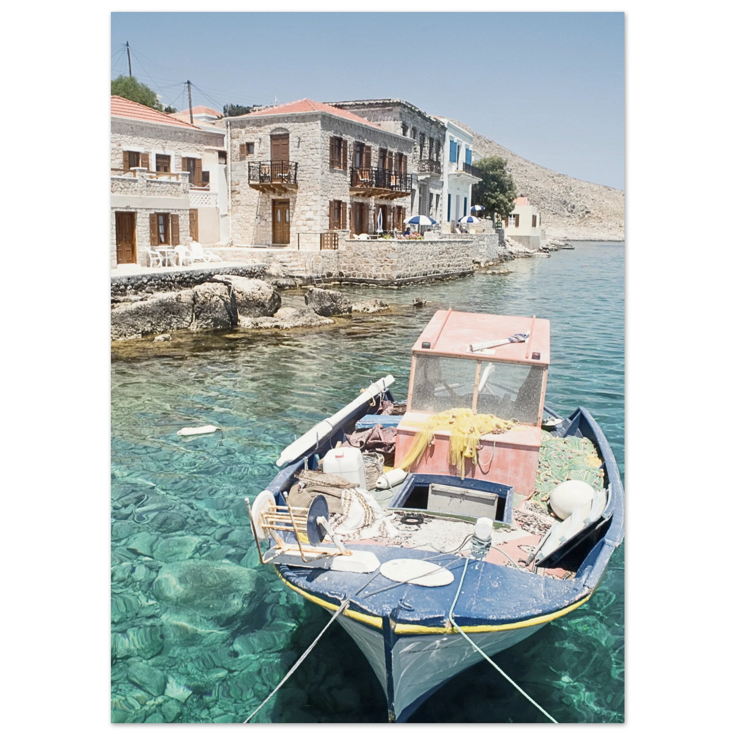 Shores of Crete Fishing Boat Poster 13x18 cm 5x7″ No Border