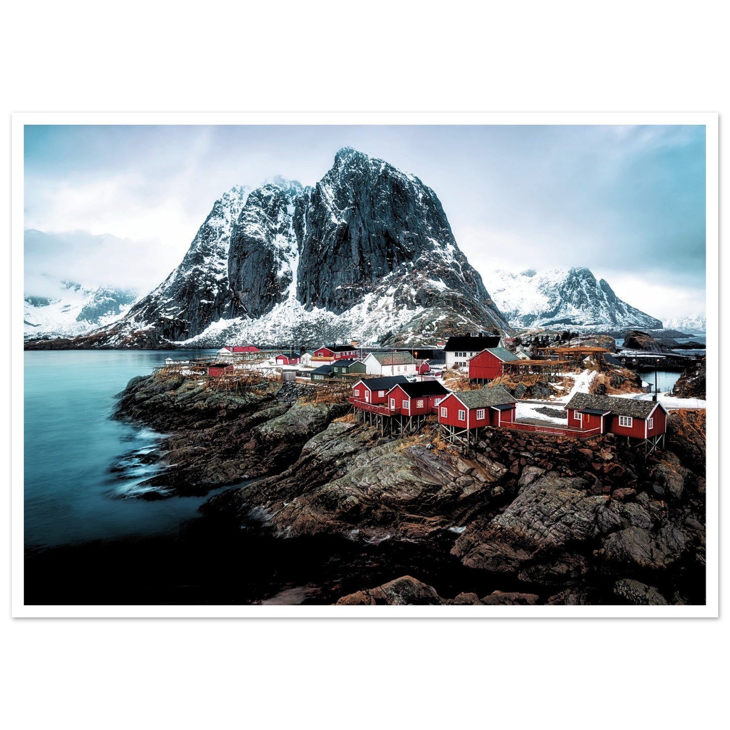 The Village Reine in Norway Poster 50x70 cm 20x28″ Border