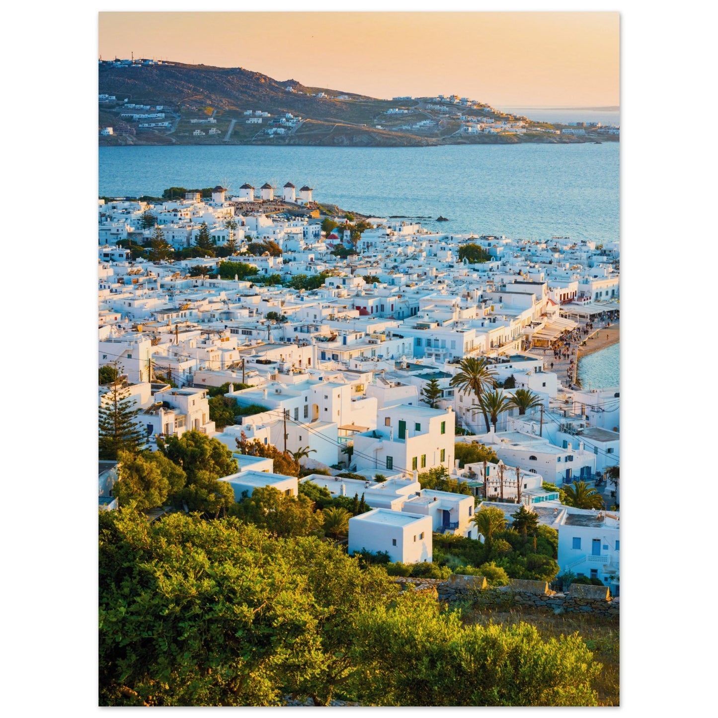 Quaint Village of Mykonos Poster 30x40 cm 12x16″ No Border