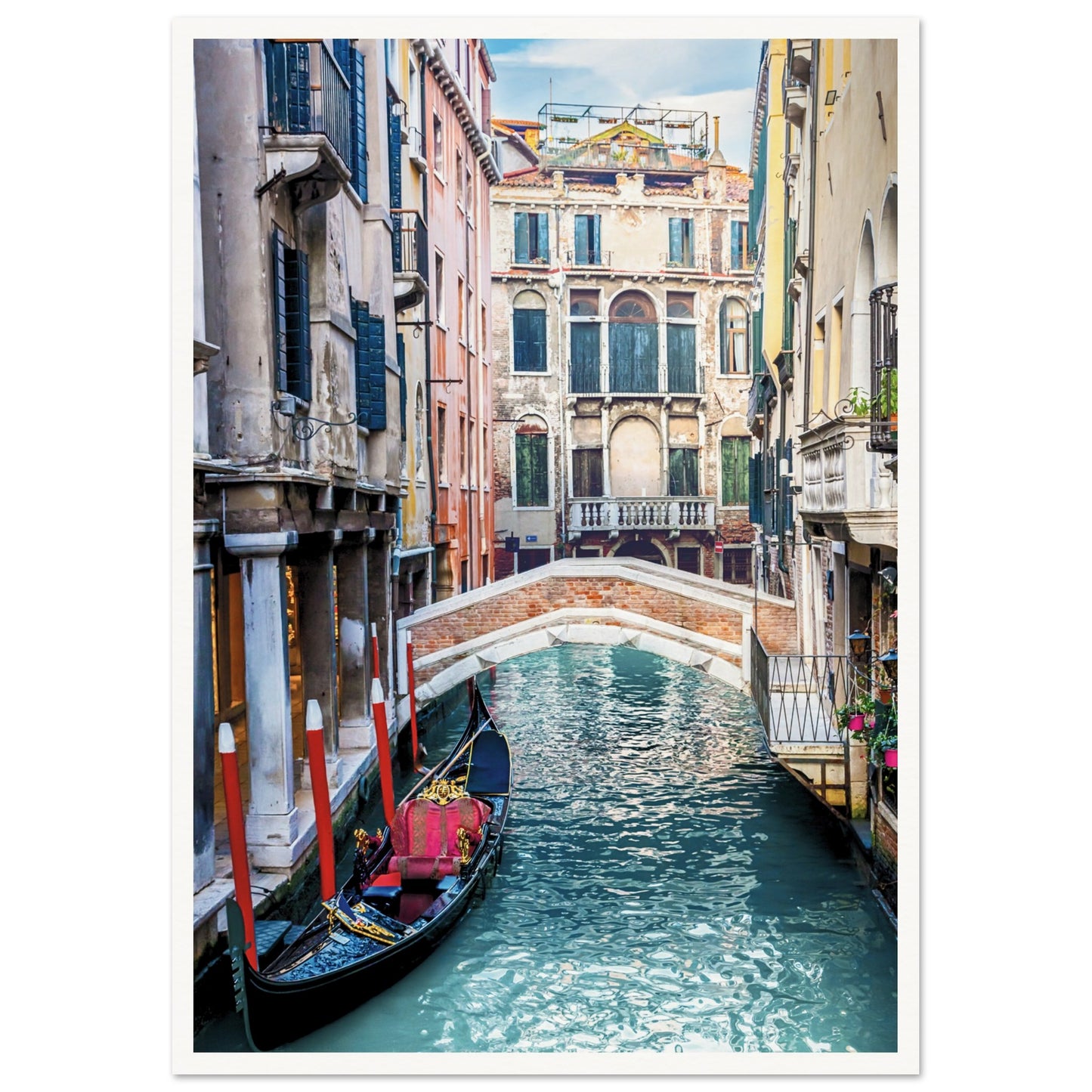 Venice Canal Cityscape Poster A2 (42 x 59.4 cm) Border