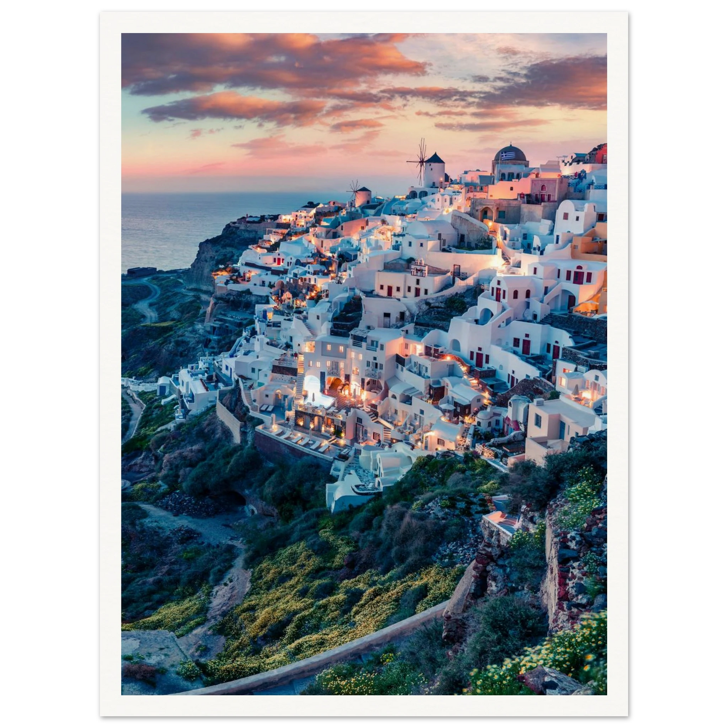 Dusk in Santorini Poster 30x40 cm 12x16″ Border
