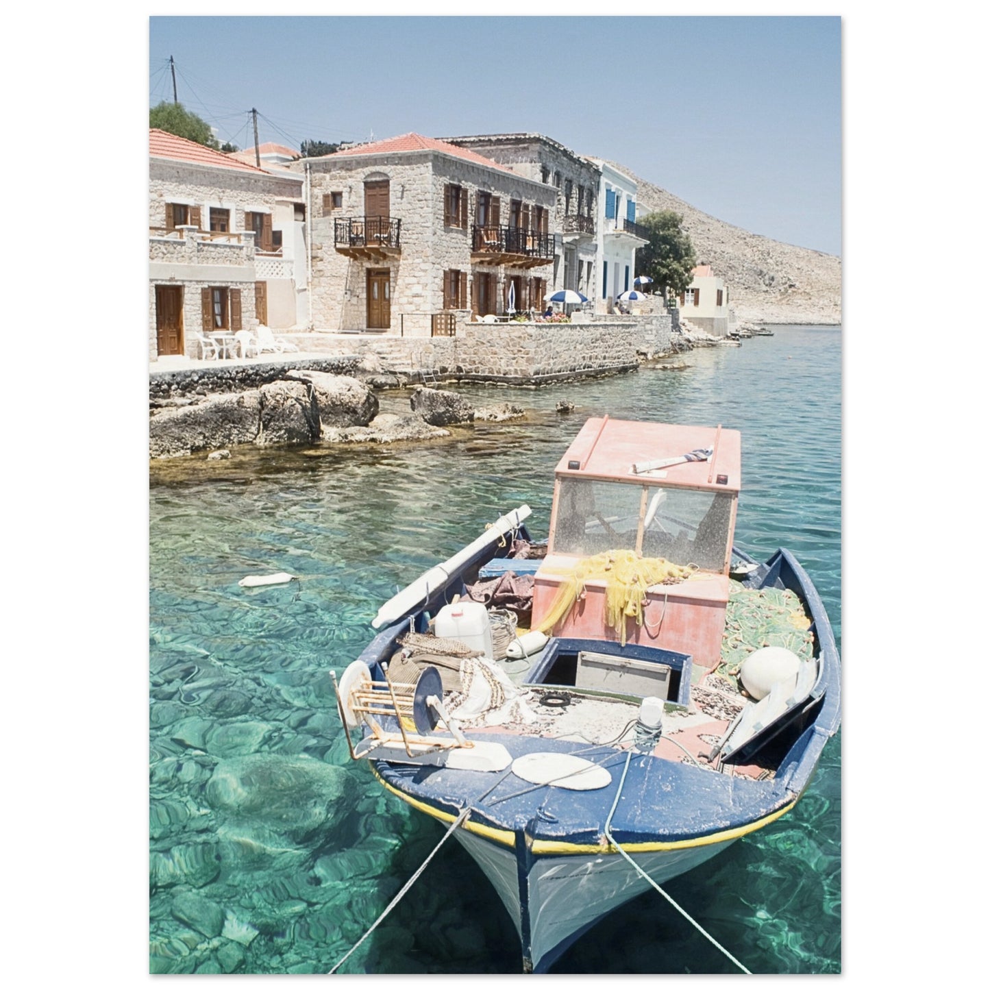 Shores of Crete Fishing Boat Poster