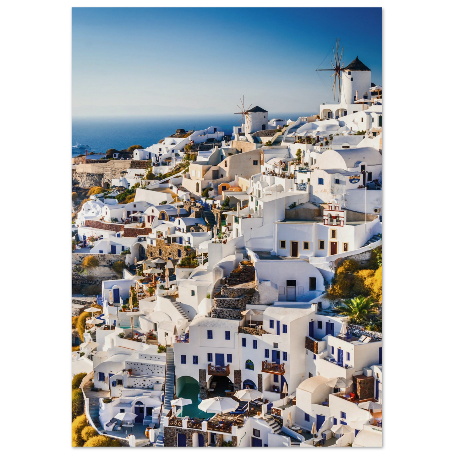 Whitewashed Building of Mykonos Poster 21x29.7 cm 8x12" No Border