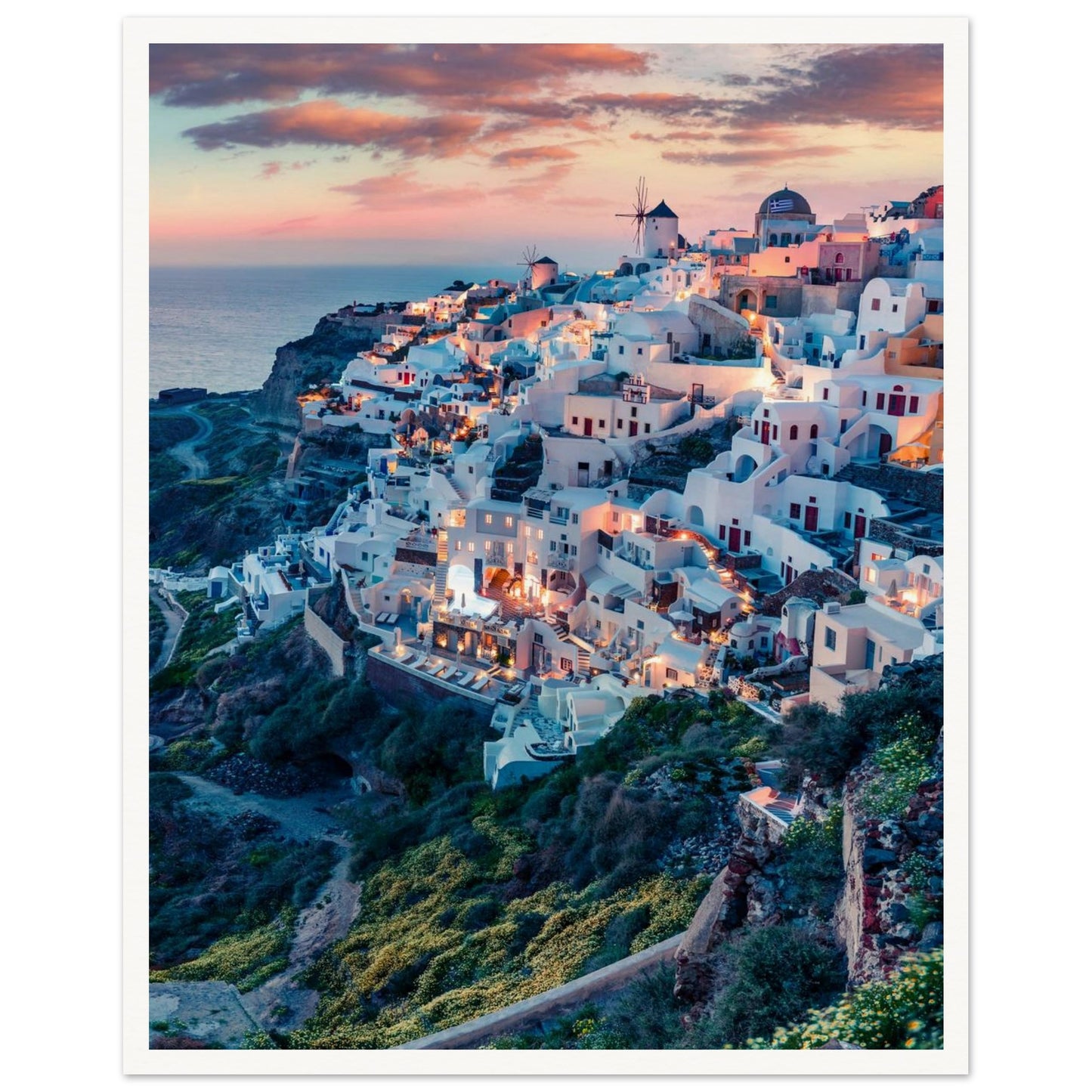 Dusk in Santorini Poster