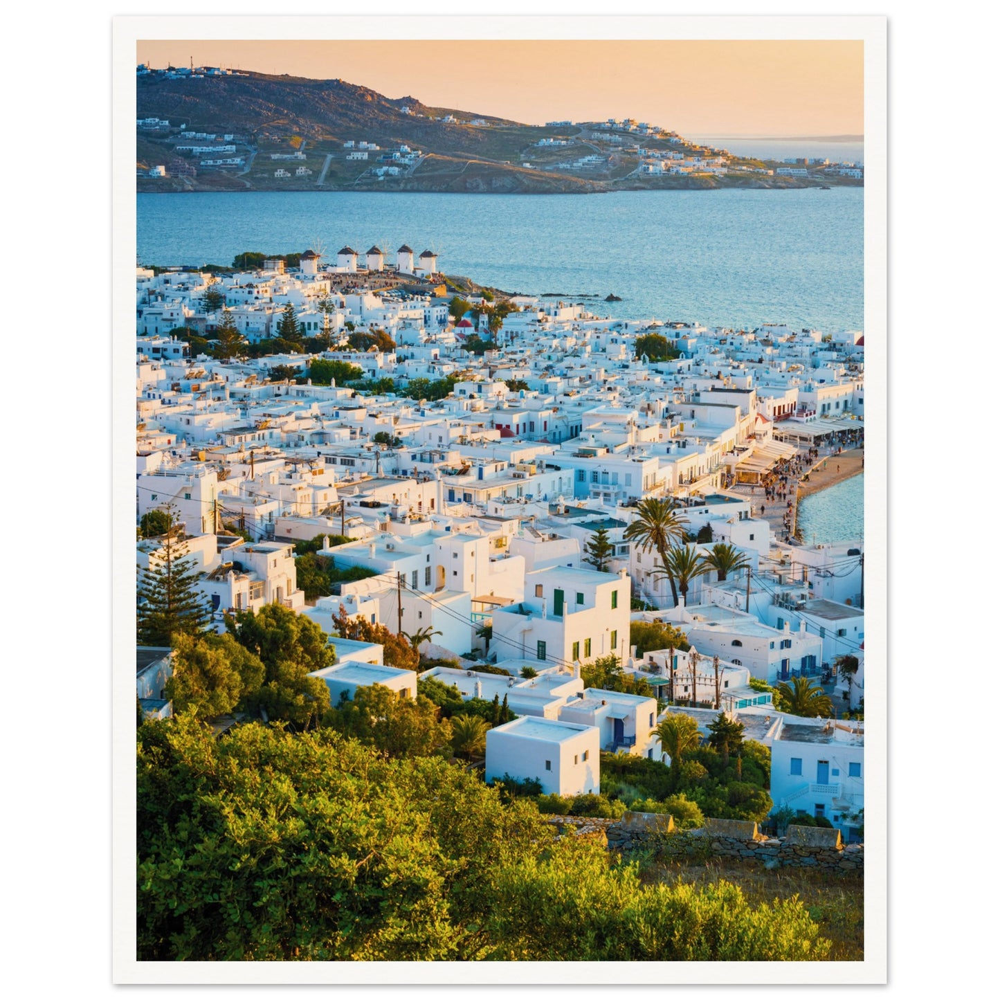 Quaint Village of Mykonos Poster 40x50 cm 16x20″ Border