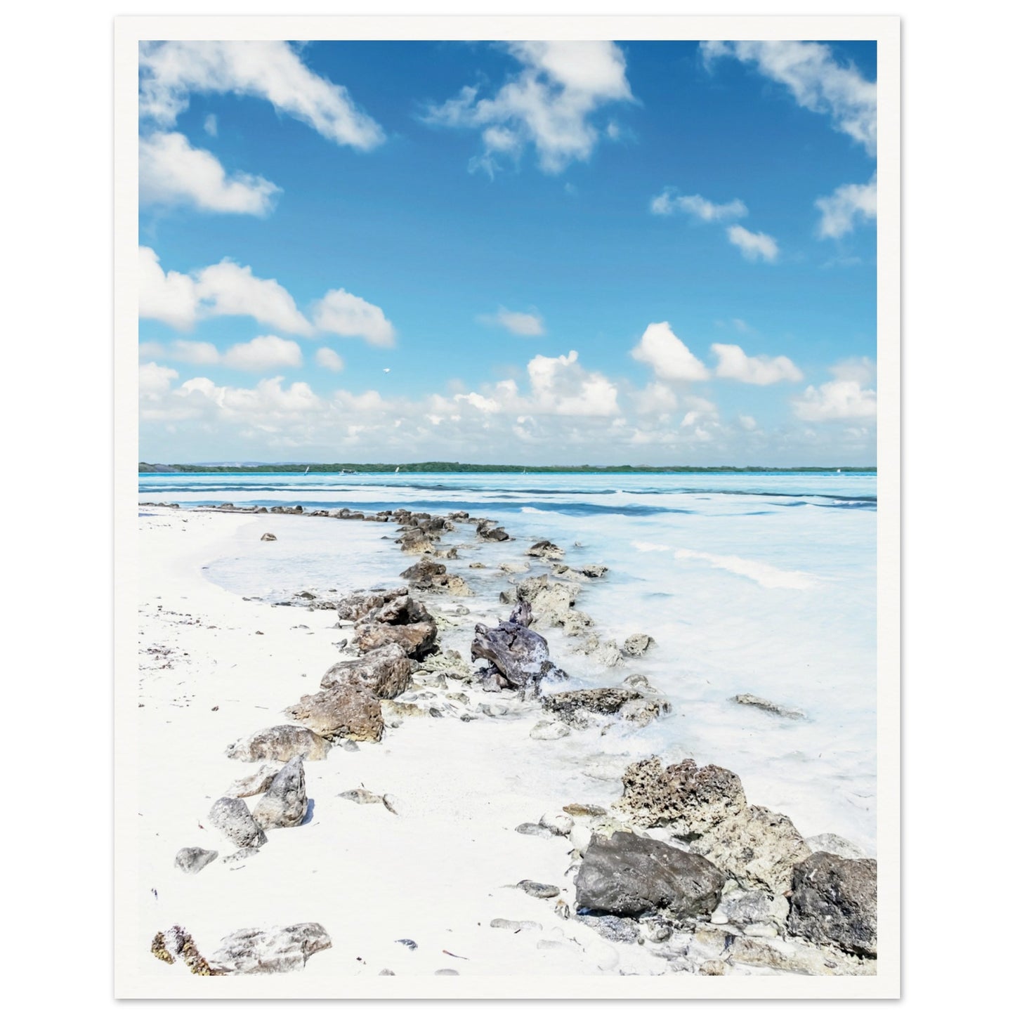 A Caribbean Sandy White Beach Poster 40x50 cm 16x20″ Border