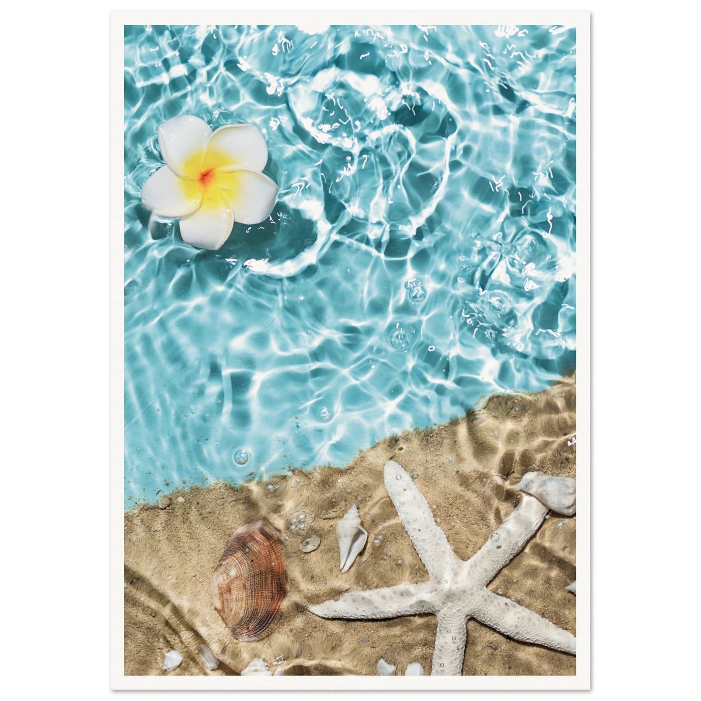 Summer Pool Floral Poster A2 (42 x 59.4 cm) Border