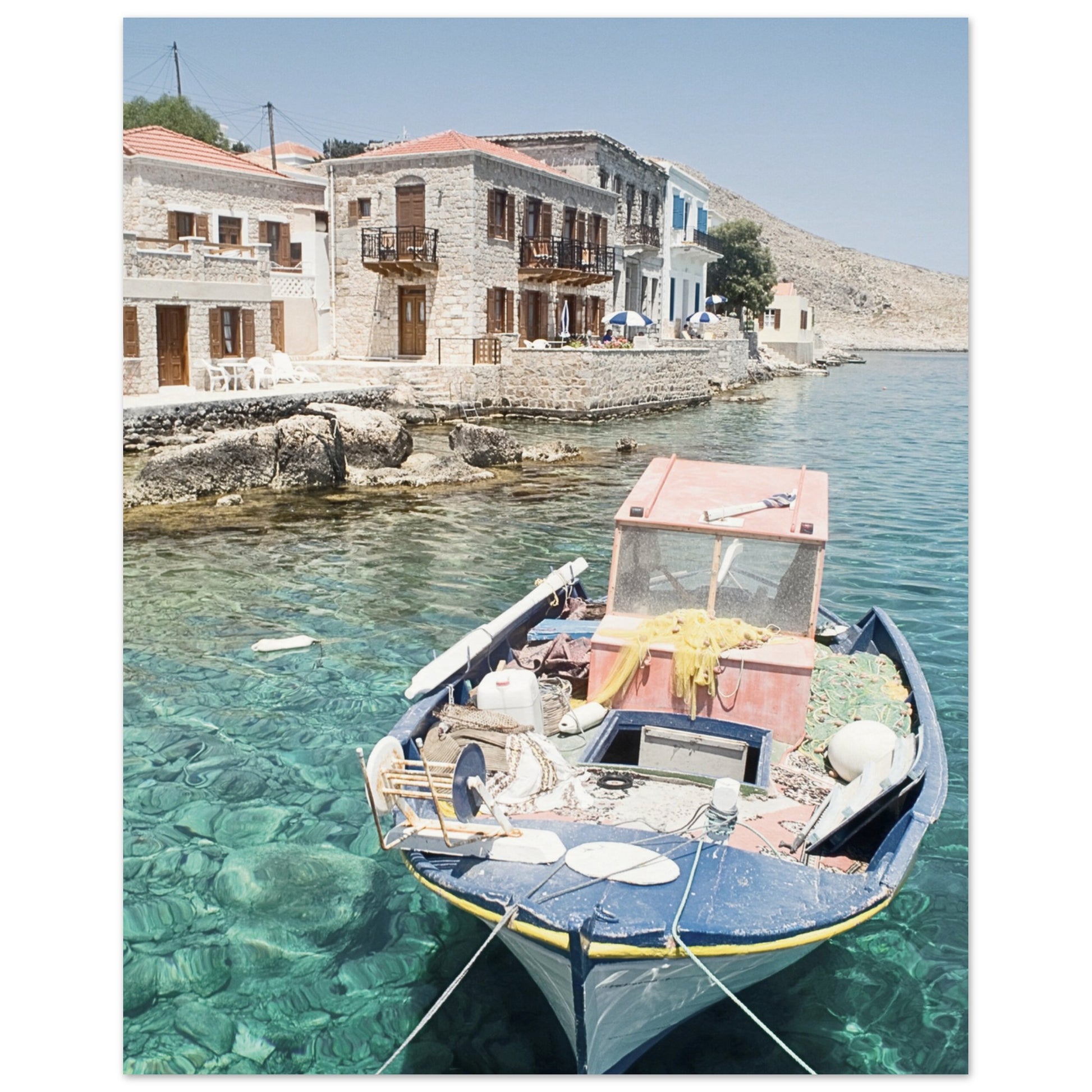 Shores of Crete Fishing Boat Poster