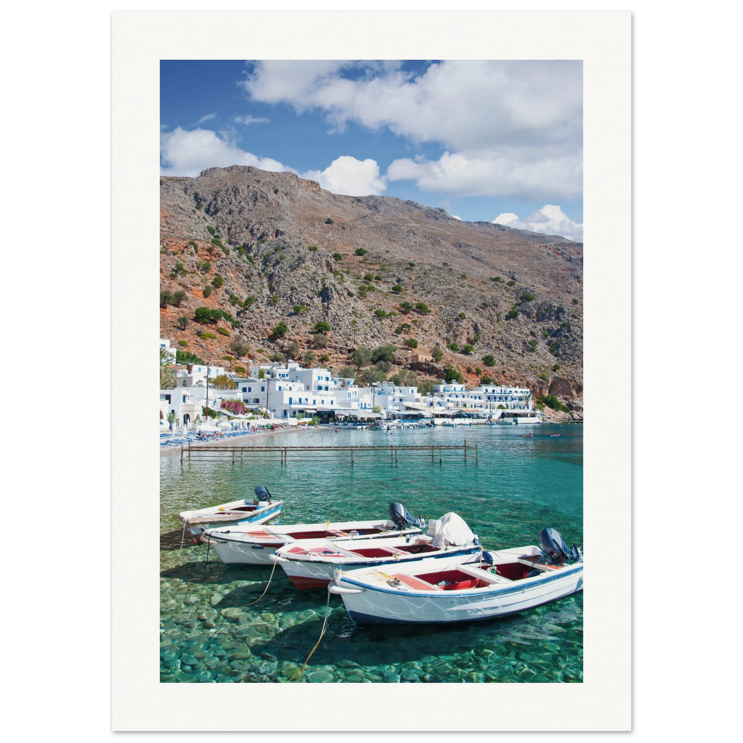 A Few Boats in Crete Poster 13x18 cm 5x7″ Border