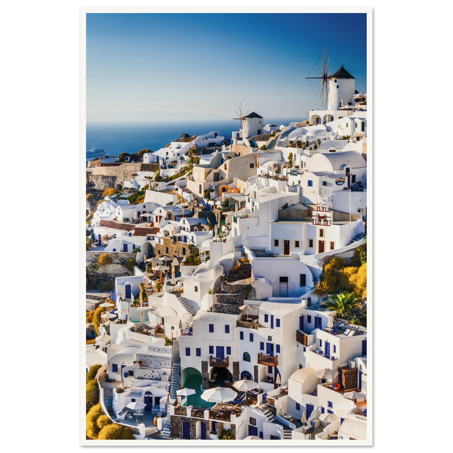 Whitewashed Building of Mykonos Poster 60x90 cm 24x36″ Border