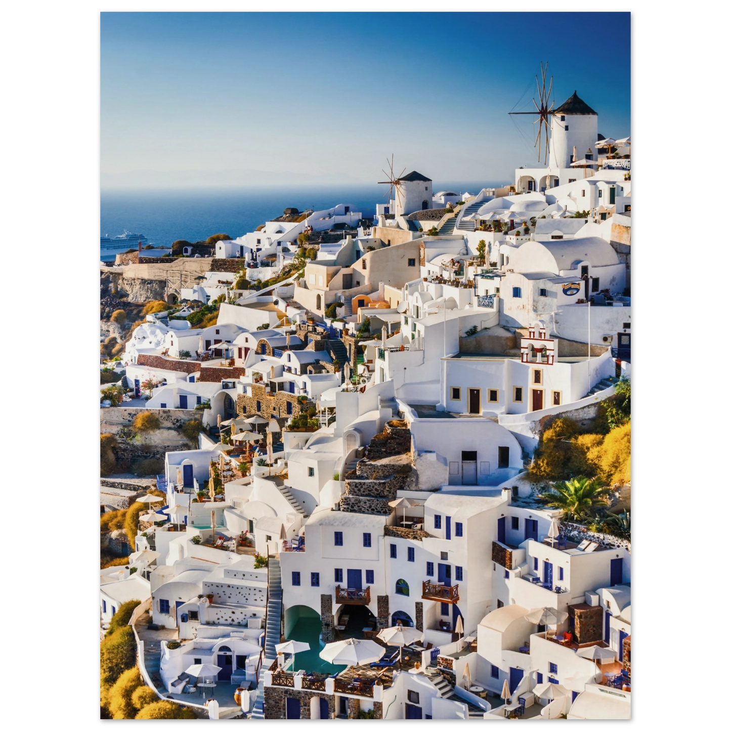 Whitewashed Building of Mykonos Poster 30x40 cm 12x16″ No Border