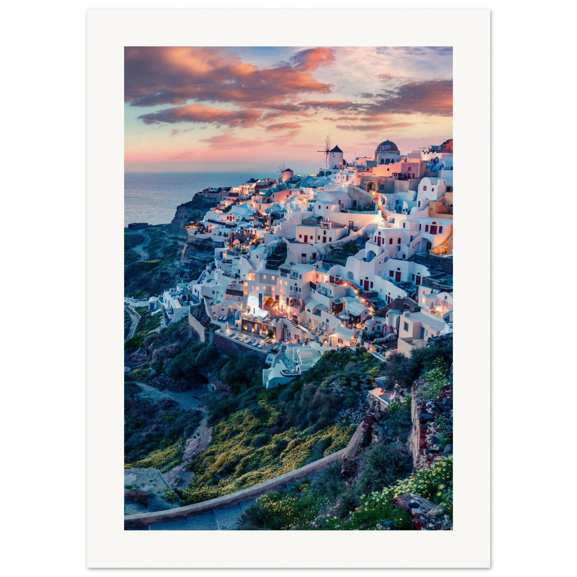 Dusk in Santorini Poster