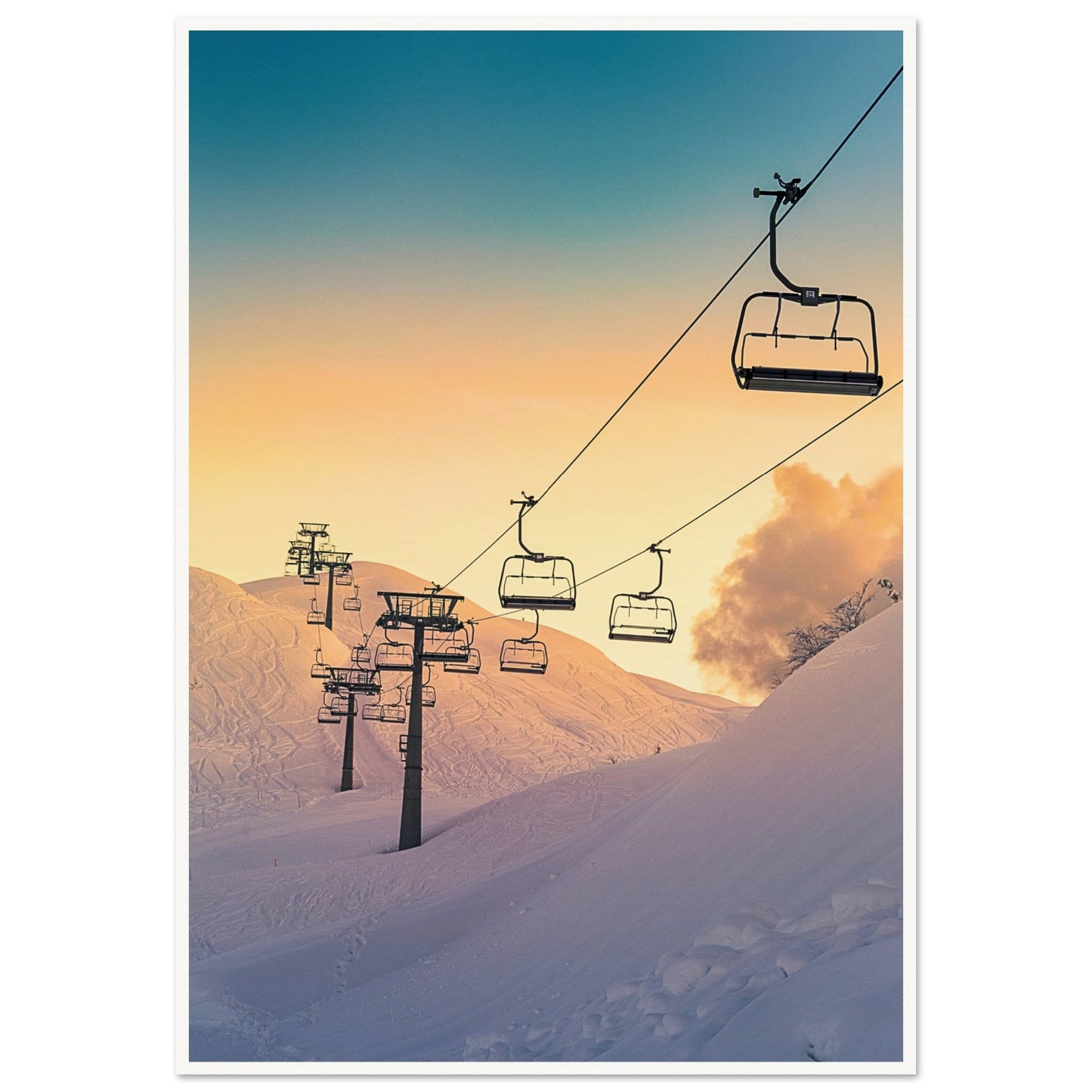 Golden Sunrise Ski Slovenia Poster 70x100 cm 28x40″ Border