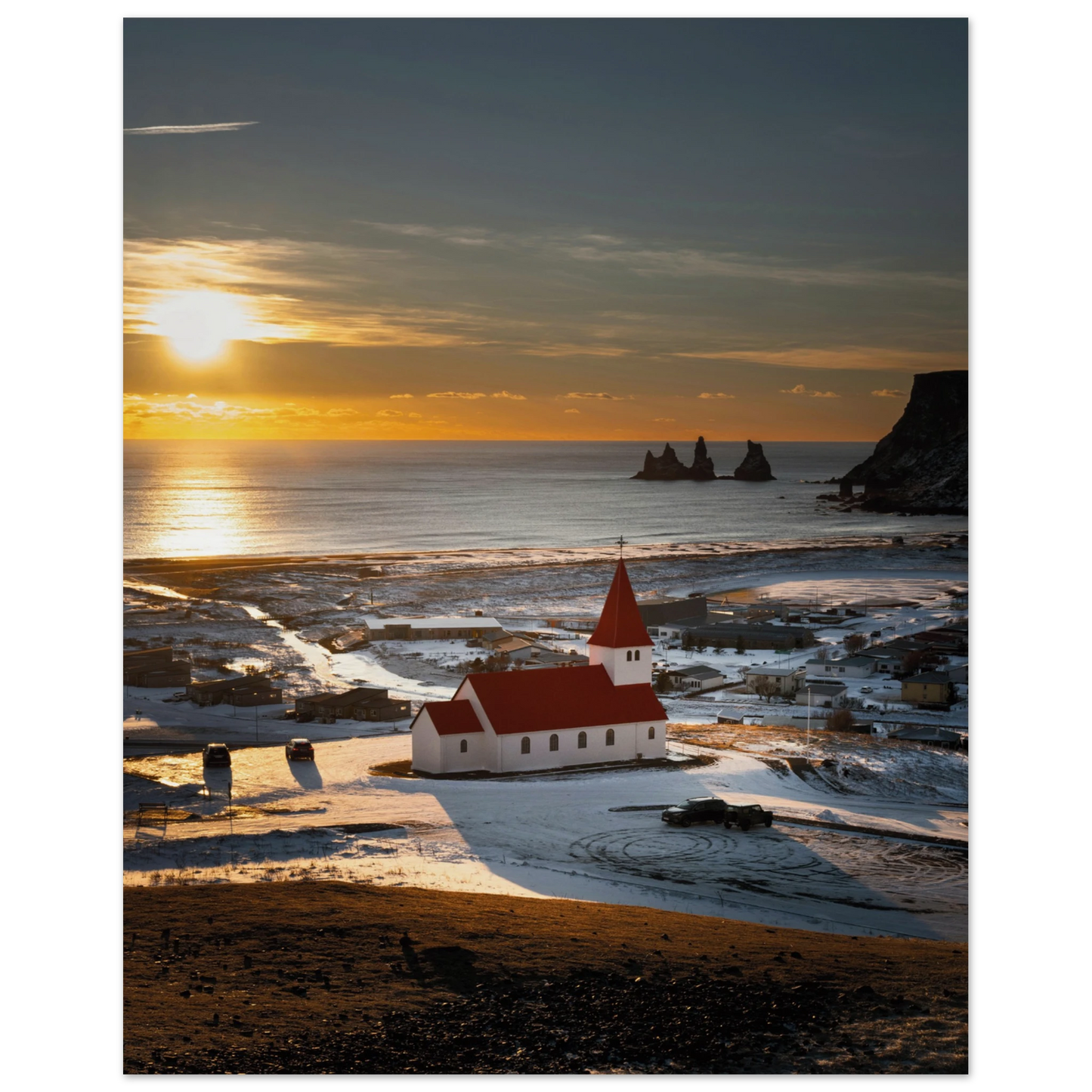 Red Roof Church Iceland Poster 40x50 cm 16x20″ No Border