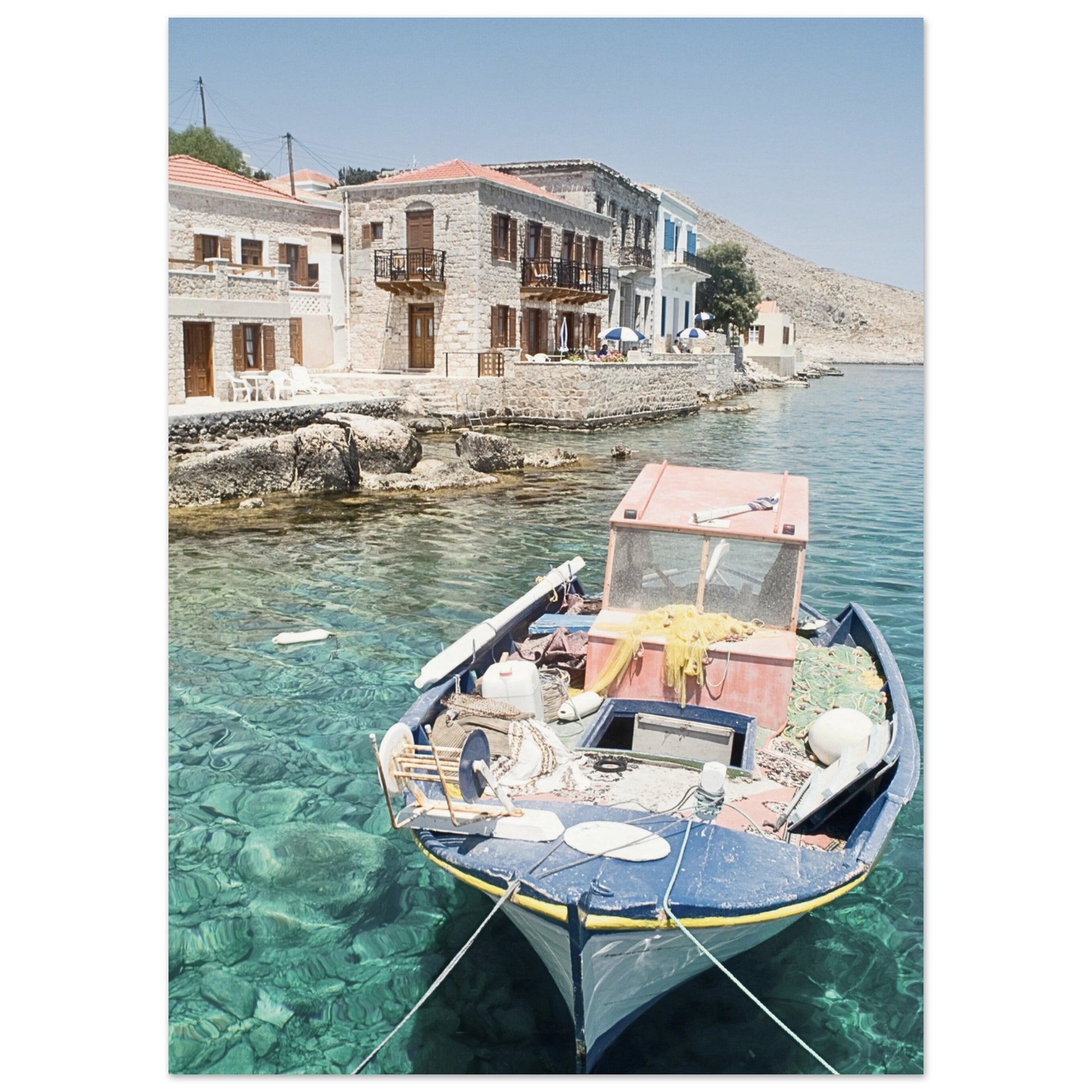 Shores of Crete Fishing Boat Poster