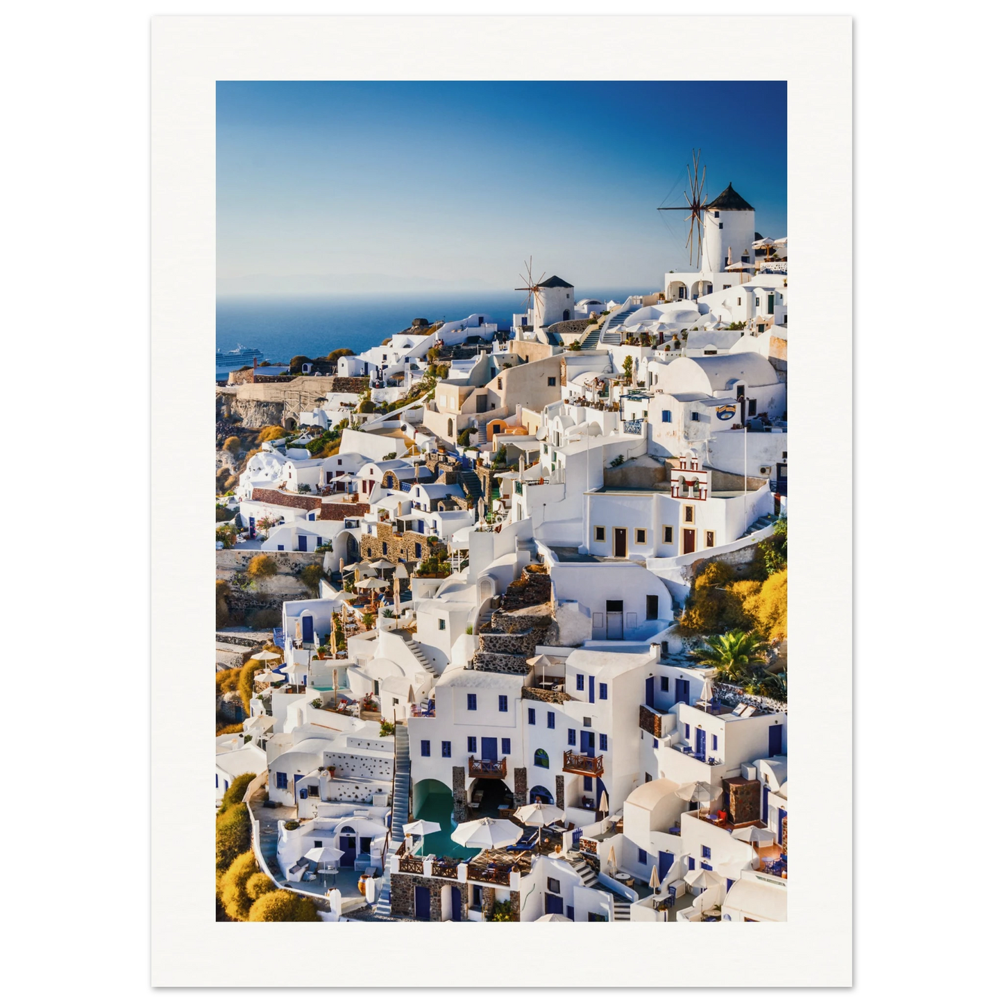 Whitewashed Building of Mykonos Poster 13x18 cm 5x7″ Border