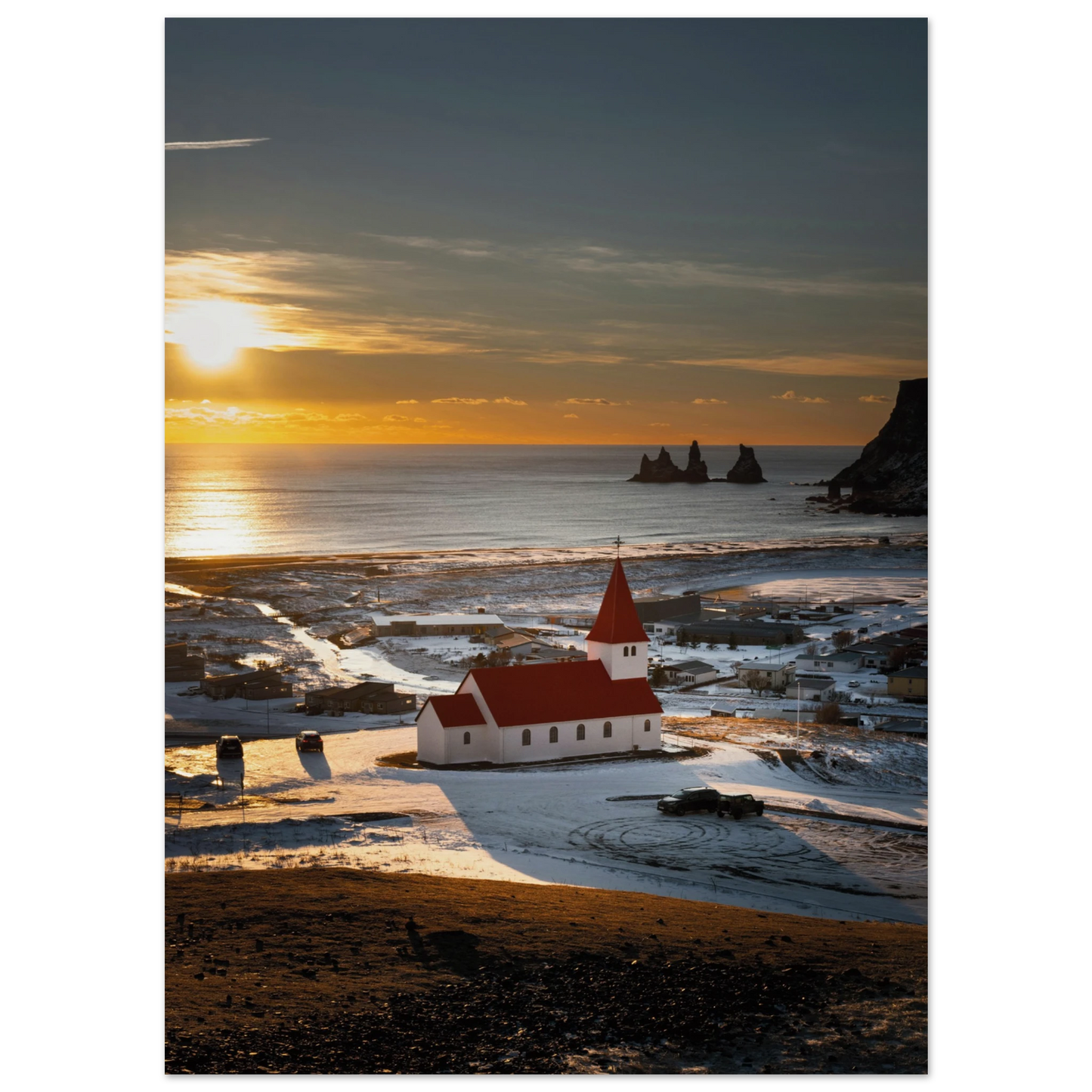 Red Roof Church Iceland Poster 13x18 cm 5x7″ No Border