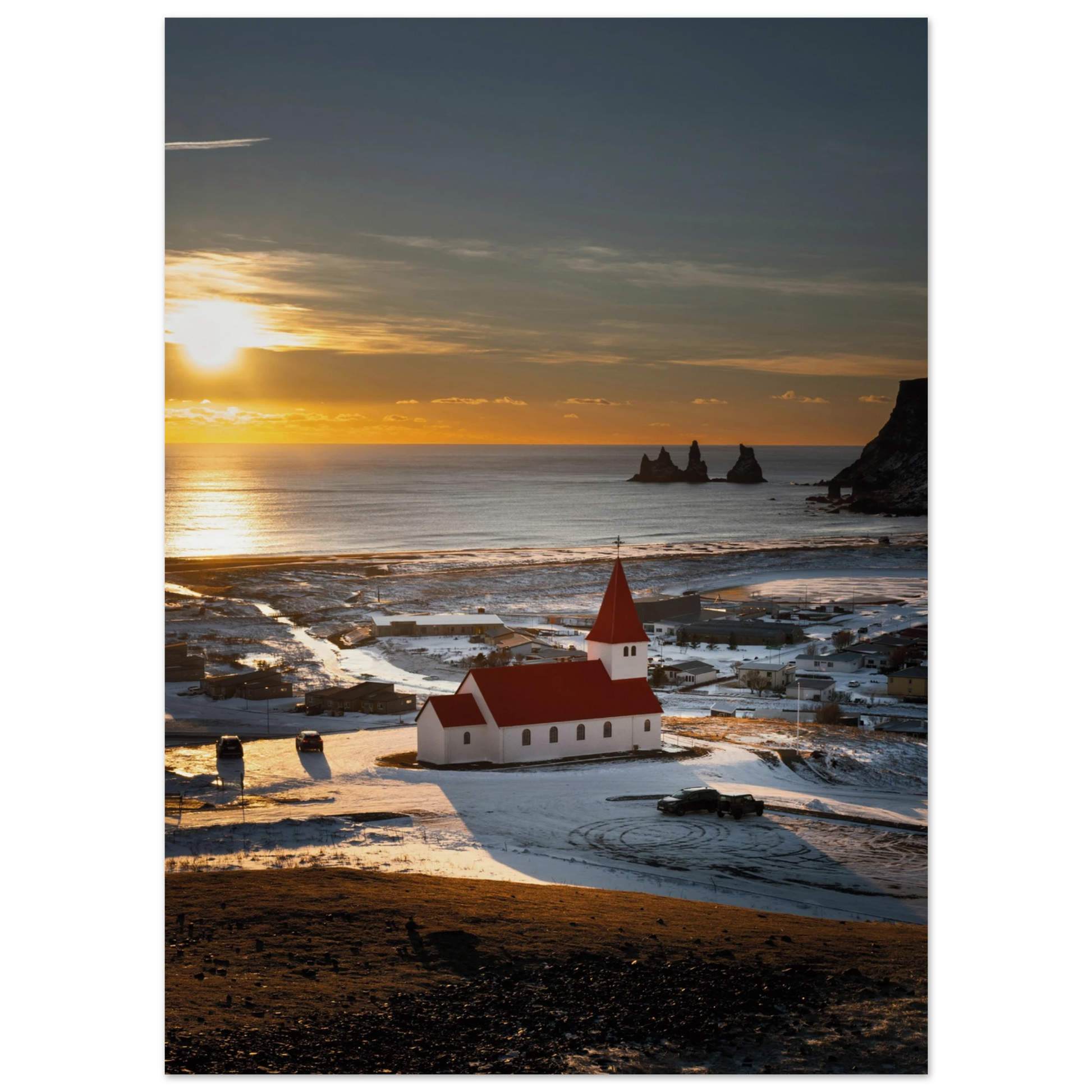 Red Roof Church Iceland Poster 13x18 cm 5x7″ No Border