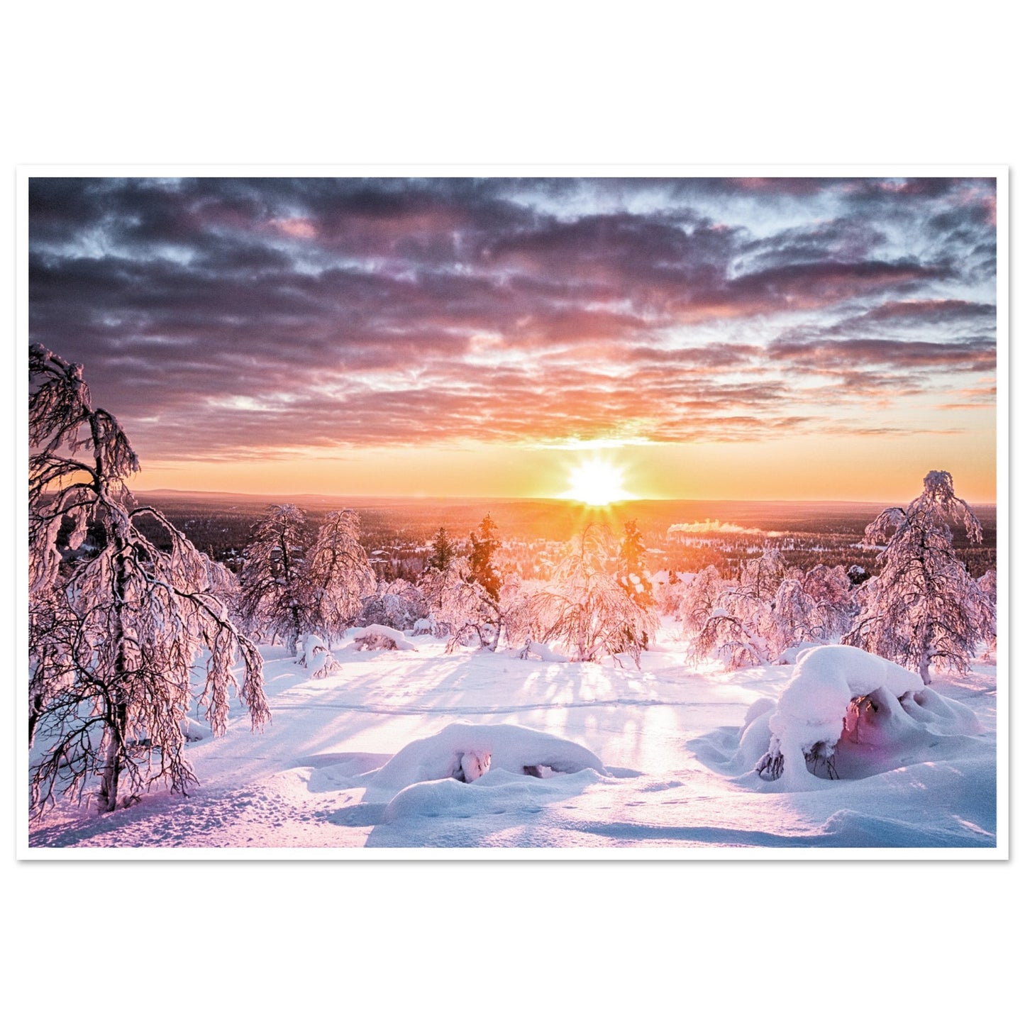 Scandinavian Winter Forest Poster 70x100 cm 28x40″ Border