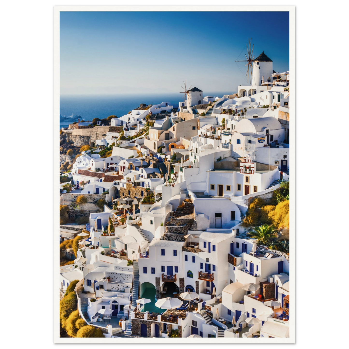 Whitewashed Building of Mykonos Poster 50x70 cm 20x28″ Border