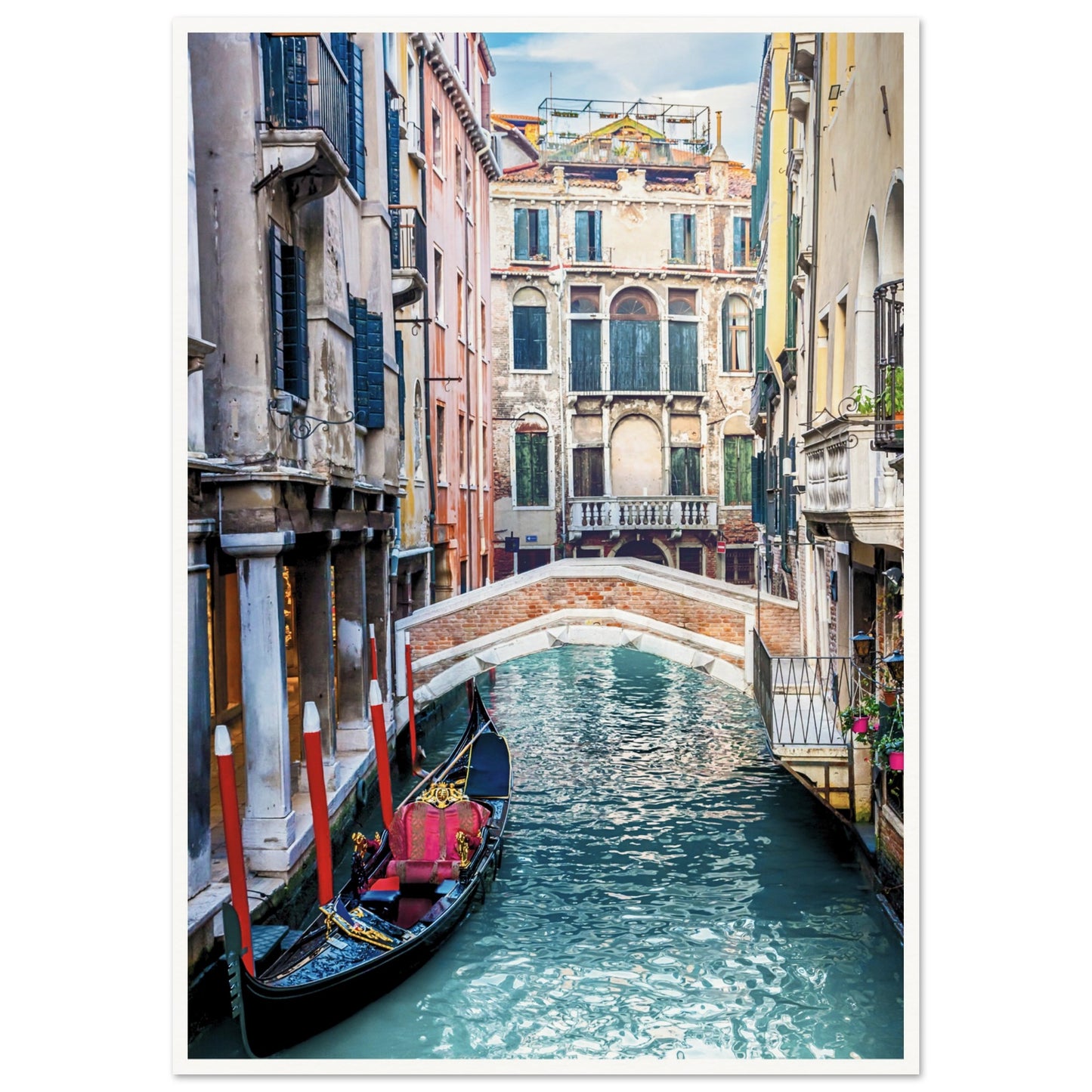 Venice Canal Cityscape Poster A1 (59.4 x 84.1 cm) Border