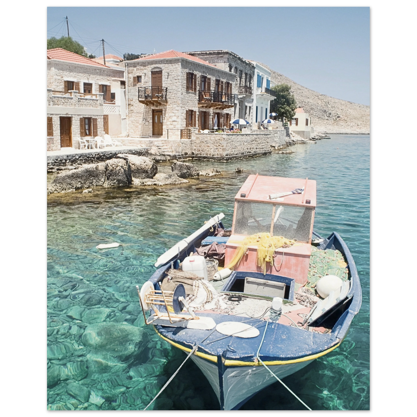 Shores of Crete Fishing Boat Poster 40x50 cm 16x20″ No Border
