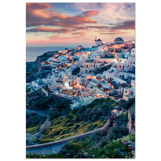 Dusk in Santorini Poster 70x100 cm 28x40″ No Border