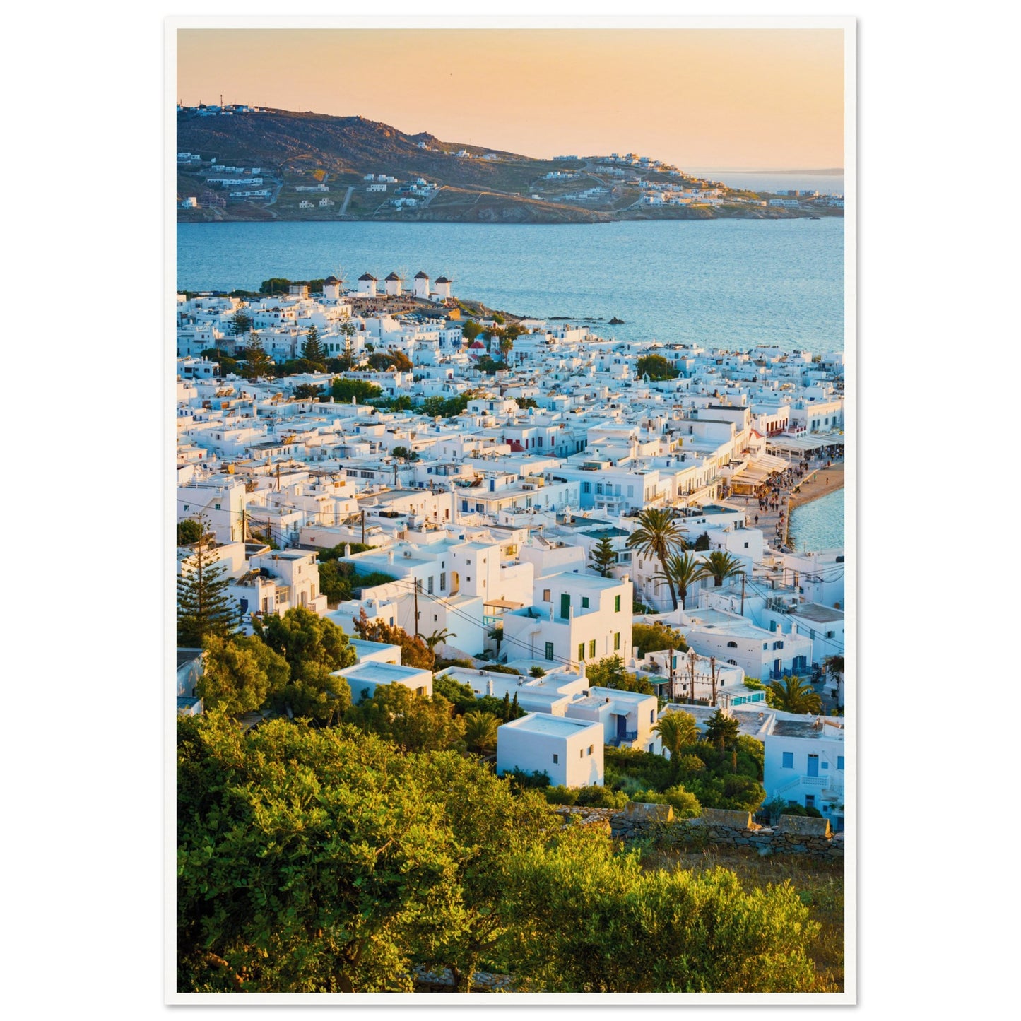 Quaint Village of Mykonos Poster 70x100 cm 28x40″ Border