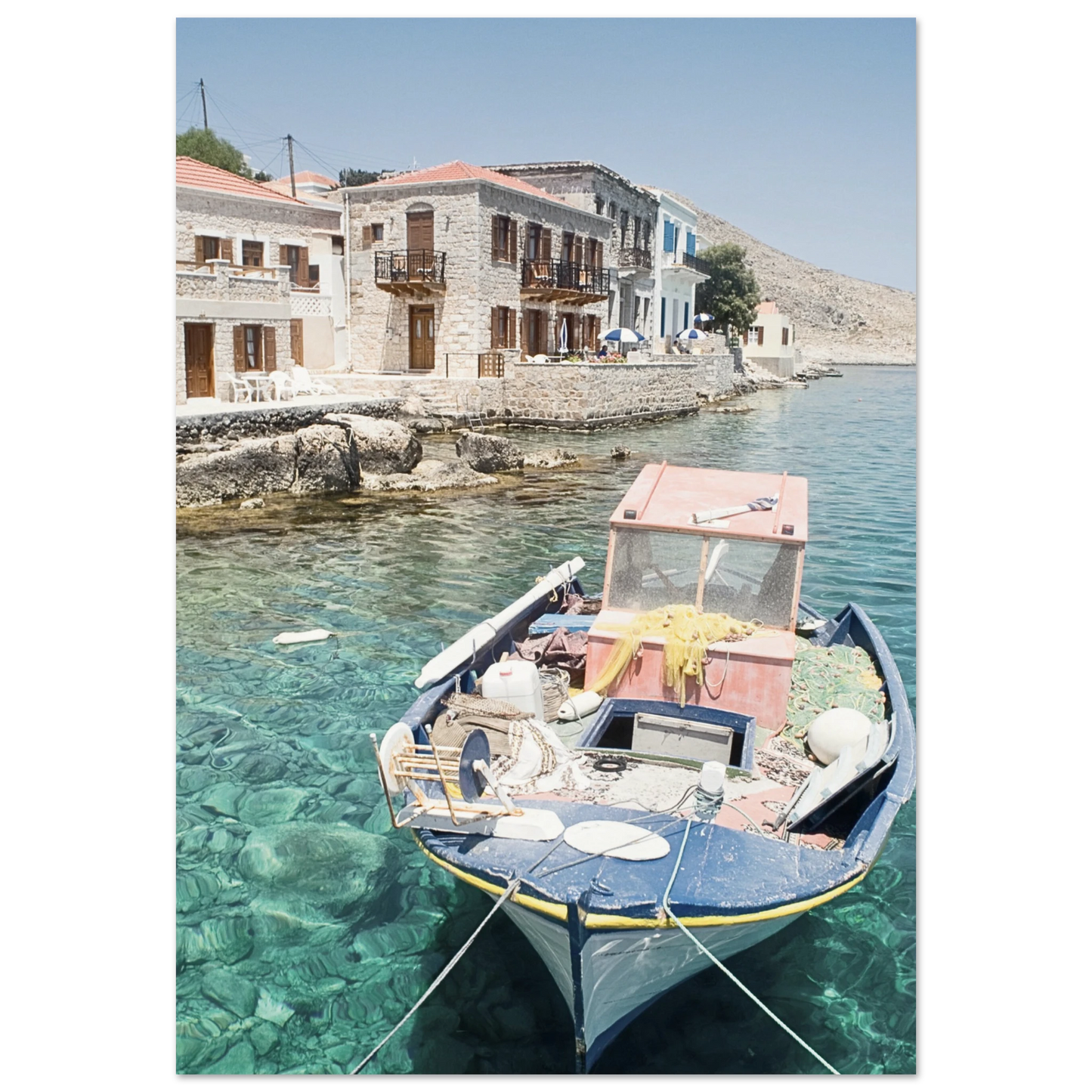 Shores of Crete Fishing Boat Poster 70x100 cm 28x40″ No Border