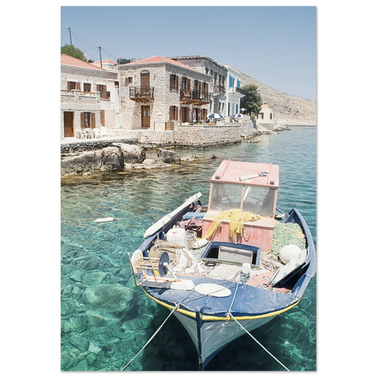 Shores of Crete Fishing Boat Poster 70x100 cm 28x40″ No Border
