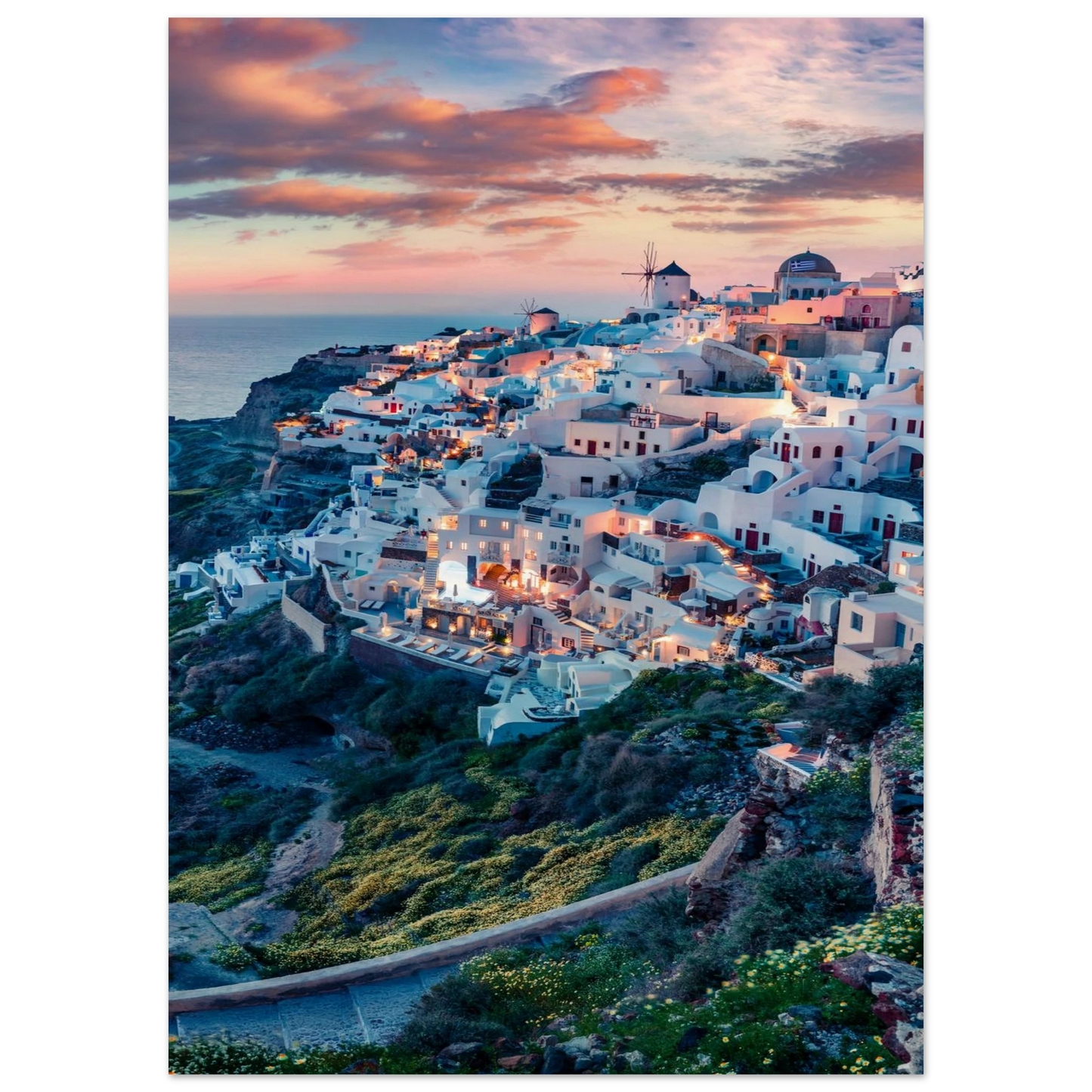 Dusk in Santorini Poster 50x70 cm 20x28″ No Border