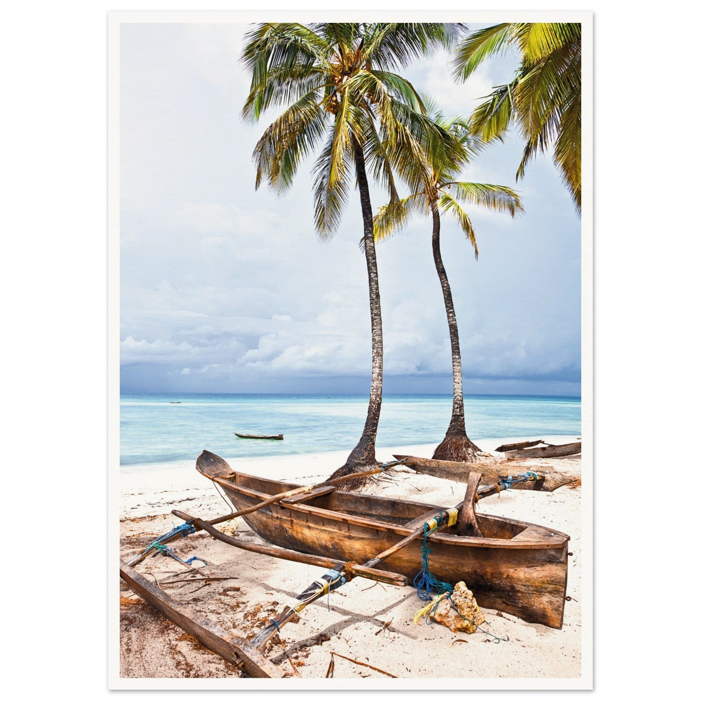 Zanzibar Beach Boat Poster 50x70 cm 20x28″ Border