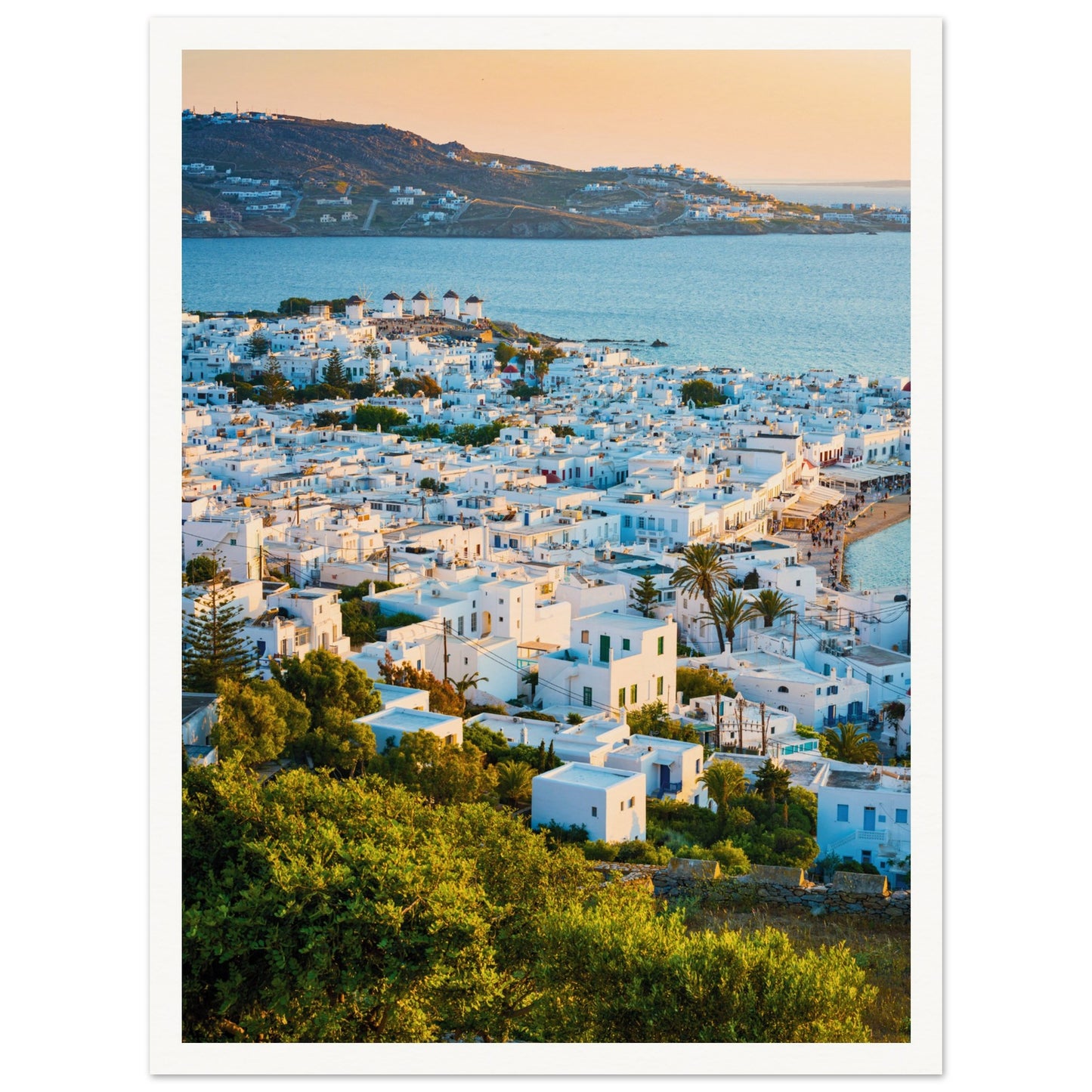 Quaint Village of Mykonos Poster 30x40 cm 12x16″ Border
