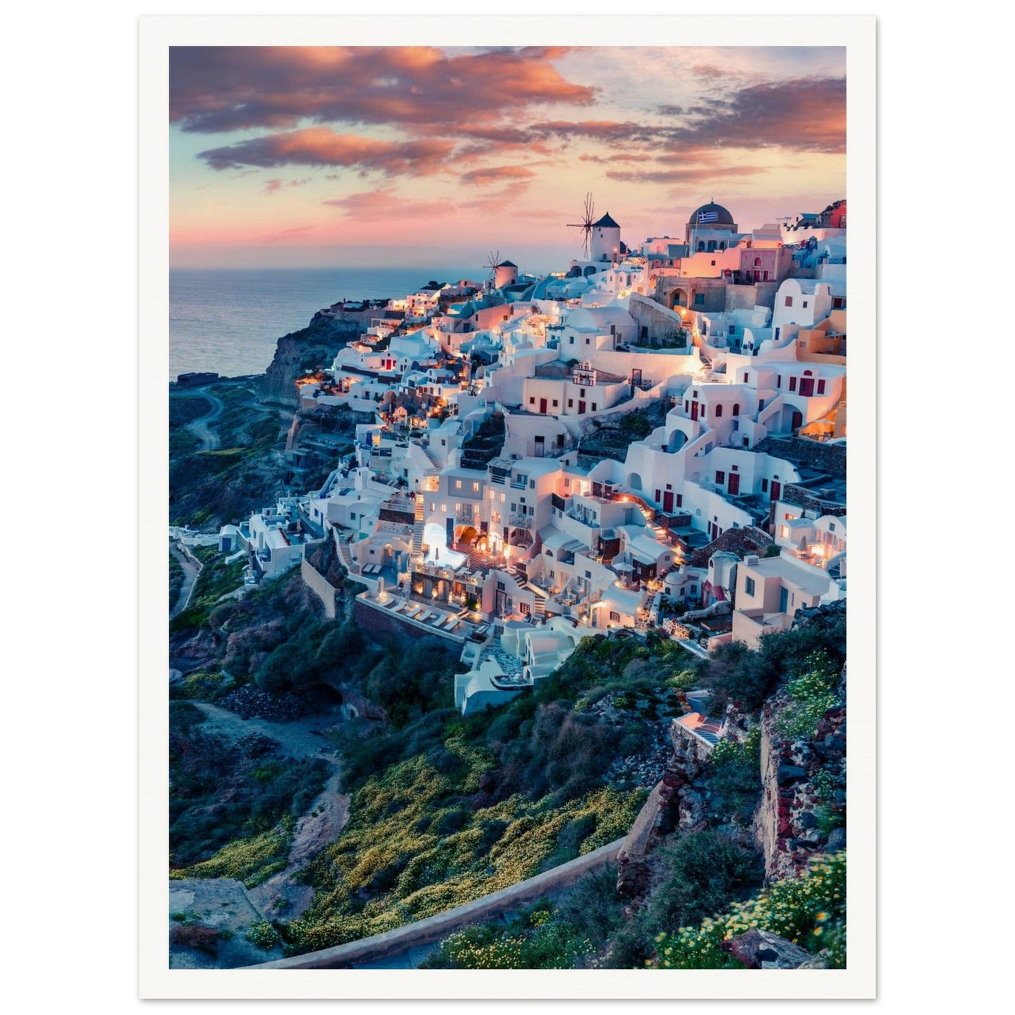 Dusk in Santorini Poster
