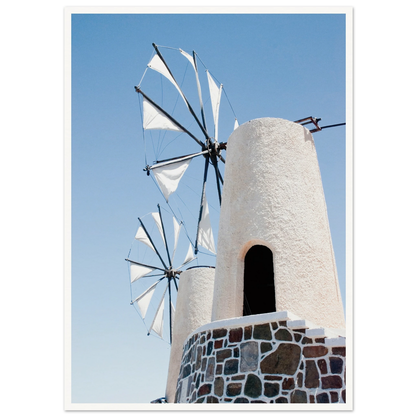 Mykonos Windmill Poster 50x70 cm 20x28″ Border