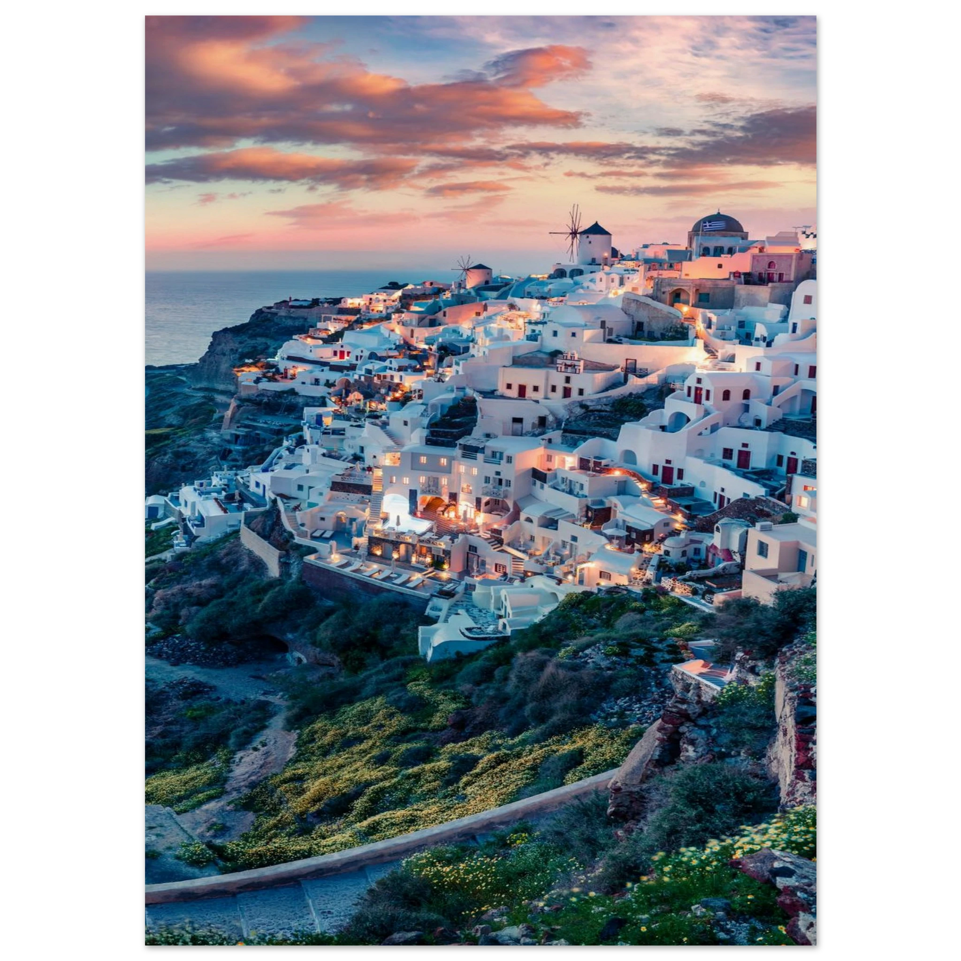 Dusk in Santorini Poster 13x18 cm 5x7″ No Border