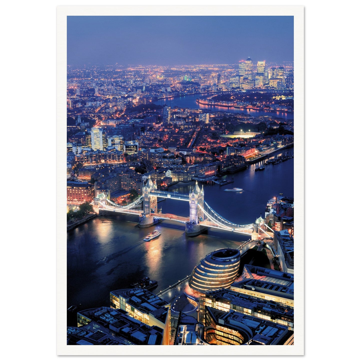 London Tower Bridge at Night Poster A3 (29.7 x 42 cm) Border