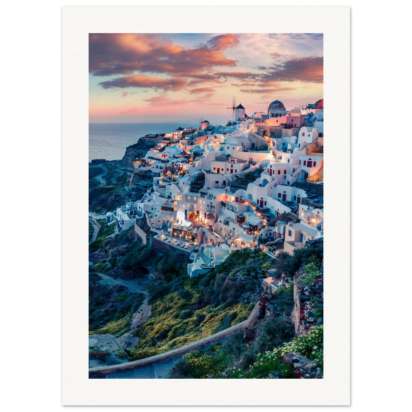 Dusk in Santorini Poster 13x18 cm 5x7″ Border